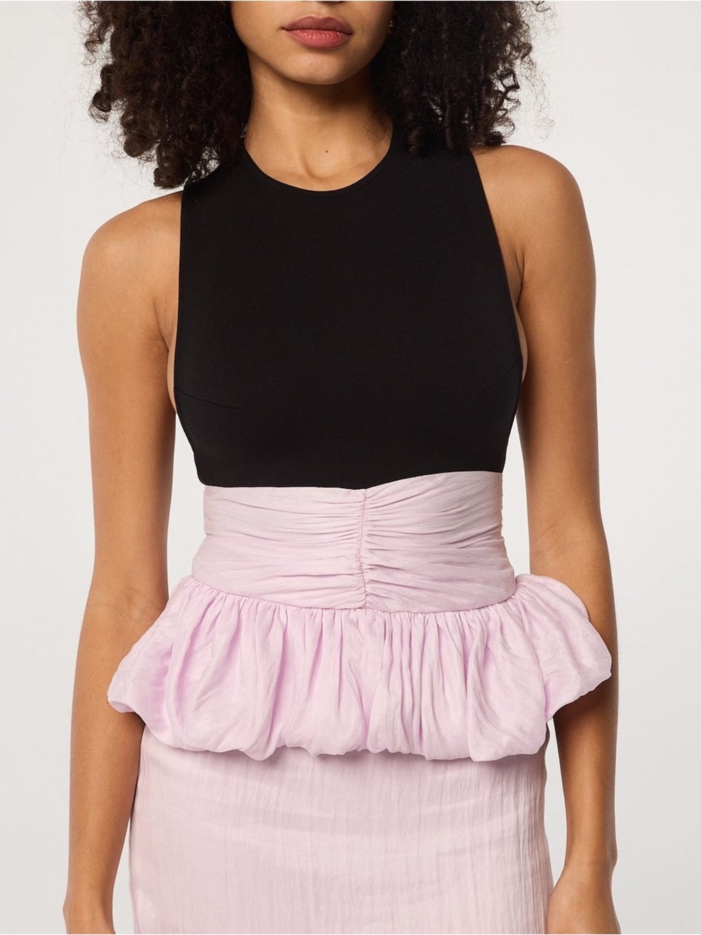 The Line by K ARDEN Black Lilac Two Tone Peplum Top